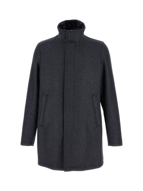 Cappotto da uomo, lunghezza 3/4 con collo in ecopelliccia misto lana colore grigio antracite HERNO | CA000214U33432R9490